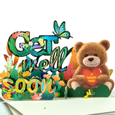 Gute Besserung Bärenumarmung Pop Up Grußkarten mit leerer