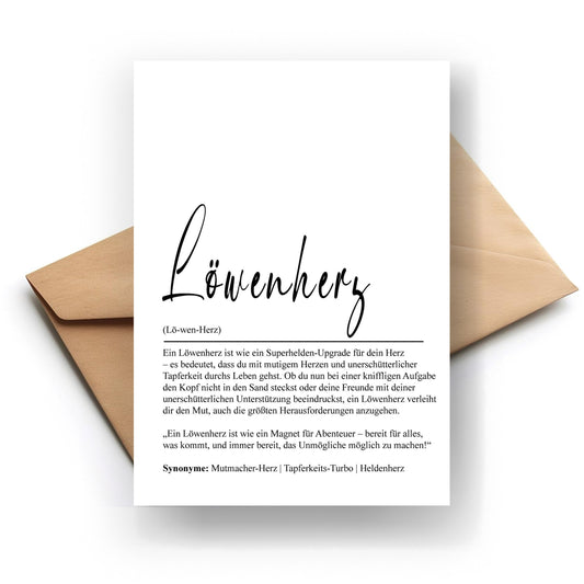 Löwenherz Definition Klappkarte – Inspirierende Grußkarte